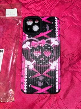 Pink Skull & Crossbones Protective Phone Case for iPhone 13